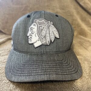 Chicago Blackhawks Old Time Hockey Gray Fitted Hat Cap L/XL NHL FlexFit